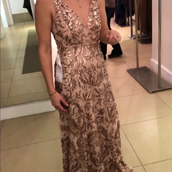 bcbg rose gold dress